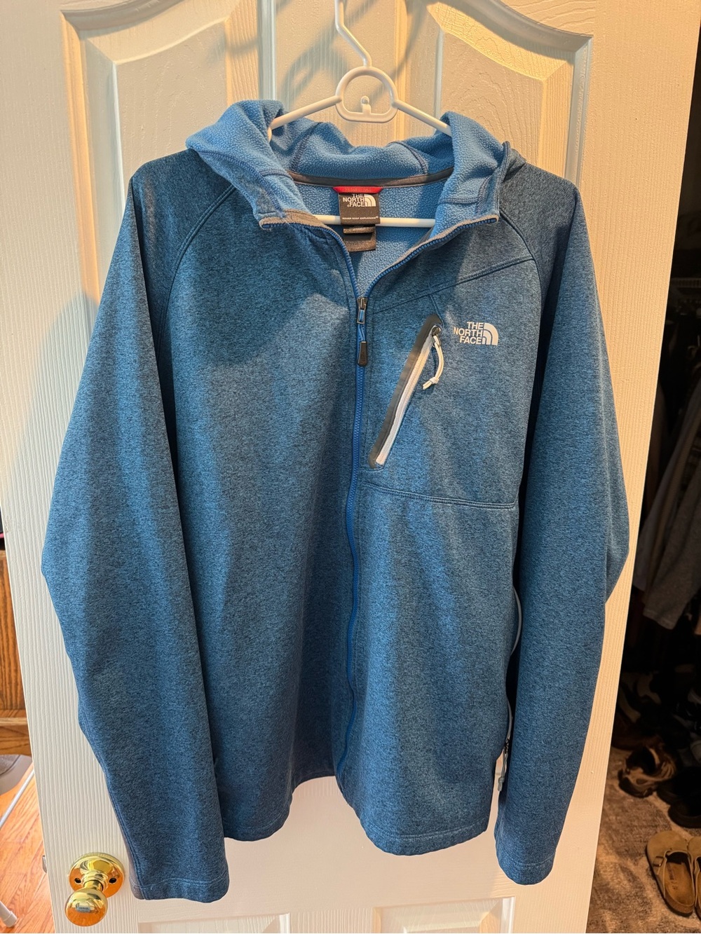 The North Face Men's Heathered Blue Zip-Up Hooded Fleece